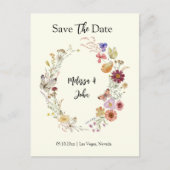 ボヘミアンワイルドフラワーフローラ日付を保存 ポストカード (正面)