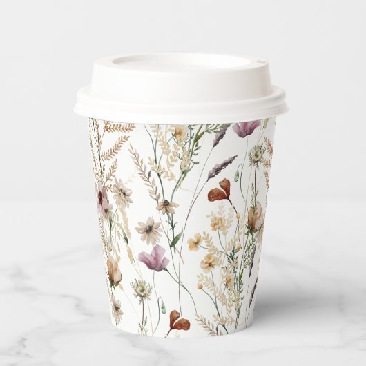 ボヘミアンワイルドフラワーブライダルシャワープレート 紙コップ (正面)