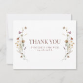 ボヘミアンワイルドフラワーブライダルシャワー フラット サンキューカード (正面)