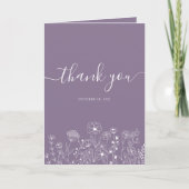 ボヘミアンワイルドフラワーモダンウォーターカラーウェディング サンキューカード (正面)