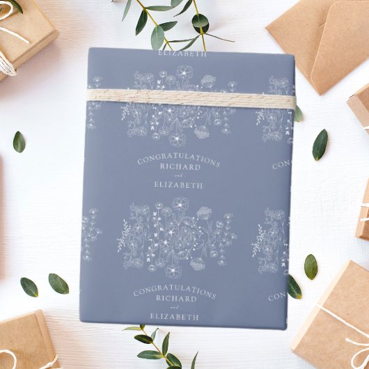 ボヘミアンワイルドフラワーモダンウォーターカラーウェディング ラッピングペーパー