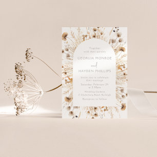 ボヘミアンワイルドフラワー結婚の水色 招待状