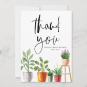 ボヘミアンワンポイント水彩植木鉢の植物ベイビーシャワー サンキューカード (正面)