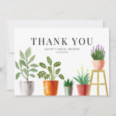 ボヘミアンワンポイント水彩画の鉢植えの観葉植物 ブライダルシャワー サンキューカード (正面)