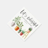 ボヘミアンワンポイント水彩画の鉢植えの観葉植物 ブライダルシャワー スタンダードカクテルナプキン (角)