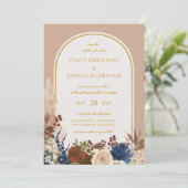 ボヘミアンワークス ウォーターカラー フラワー パンパス ウェディング 招待状 (スタンド正面)