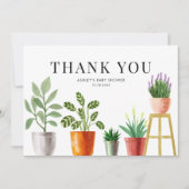 ボヘミアンワークス 水彩画の鉢植えの観葉植物 ベビーシャワー サンキューカード (正面)