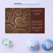 ボヘミアンワesternカントリーゴールドバーガンディペイズリー チラシ (シングル)