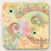 ボヘミアンヴィンテージダマスコフェザーヒッピーシックなパステル コースター (正面)