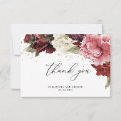 ボヘミアンヴィンテージバラ花の牡丹ロマンチック サンキューカード (正面)