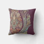 ボヘミアンヴィンテージパープルトバルペイズリーパターン クッション (裏面)