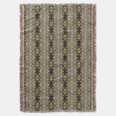 ボヘミアンヴィンテージファッション銀黒及び金ゴールド スローブランケット (正面縦)