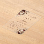 ボヘミアンヴィンテージフローラオールシーズ結婚ンズ アクリル招待状 (レイダウン)