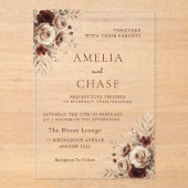 ボヘミアンヴィンテージフローラオールシーズ結婚ンズ アクリル招待状 (正面)