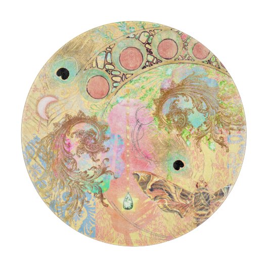 ボヘミアンヴィンテージユニークアートヒッパイパステルwhimsica カッティングボード (正面)