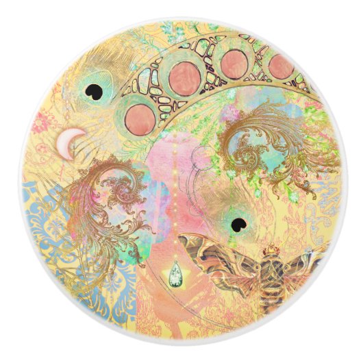 ボヘミアンヴィンテージユニークアートヒッパイパステルwhimsica セラミックノブ (正面)