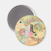 ボヘミアンヴィンテージユニークアートヒッパイパステルwhimsica マグネット (正面/裏面)