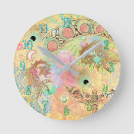 ボヘミアンヴィンテージユニークアートヒッパイパステルwhimsica ラウンド壁時計