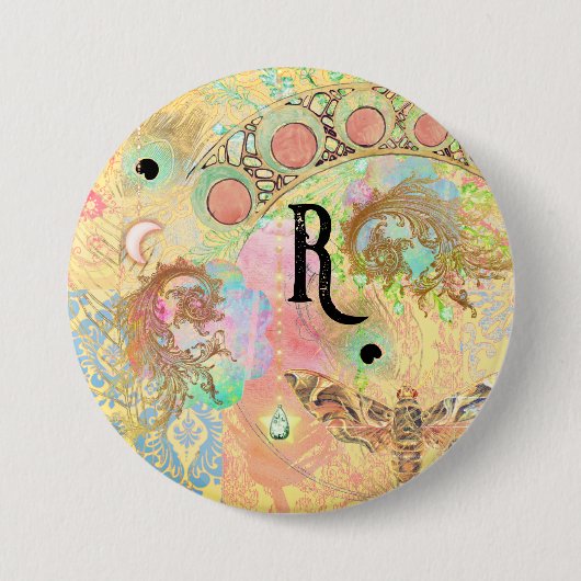 ボヘミアンヴィンテージユニークアートヒッパイパステルwhimsica 缶バッジ (正面)