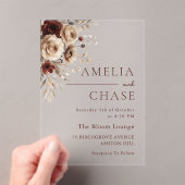 ボヘミアンヴィンテージ結婚フローラ アクリル招待状 (インサイチュ (ポータブル))