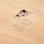 ボヘミアンヴィンテージ結婚フローラ アクリル招待状 (レイダウン)