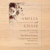 ボヘミアンヴィンテージ結婚フローラ アクリル招待状 (正面)