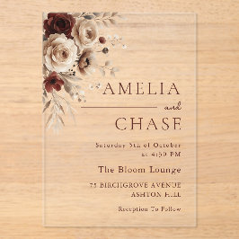 ボヘミアンヴィンテージ結婚フローラ アクリル招待状