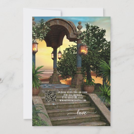 ボヘミアン中世フォト結婚式招待状 招待状 (裏面)