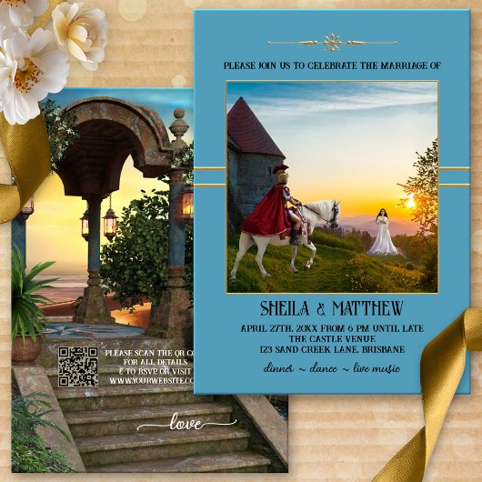 ボヘミアン中世フォト結婚式招待状 招待状