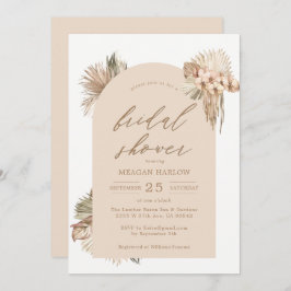 ボヘミアン乾燥パーム葉ブライダルシャワーの導入 招待状