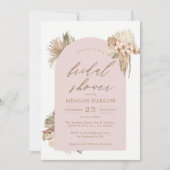 ボヘミアン乾燥パーム離れピンクブライダルシャワー 招待状 (正面)