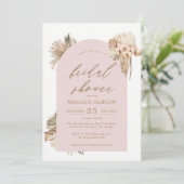 ボヘミアン乾燥パーム離れピンクブライダルシャワー 招待状 (スタンド正面)
