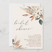 ボヘミアン乾燥フローラ緑ブライダルシャワー 招待状 (正面)