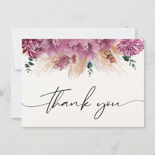 ボヘミアン乾燥ブーケパンパスグラスありがとう ノートカード (正面)