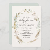 ボヘミアン乾燥ブーケブルーベビーシャワー招待状 招待状 (正面/裏面)