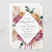 ボヘミアン乾燥ブーケベビーシャワー招待状 招待状 (正面/裏面)