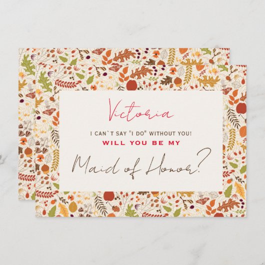 ボヘミアン乾素朴杯の秋の秋花嫁カード メニュー (正面/裏面)