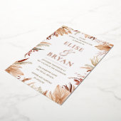 ボヘミアン乾離れ乾バラ金ゴールドボホ結婚ーズ 箔招待状 (回転した状態)