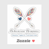 ボヘミアン交差矢印とハート名のロゴ シール (シート)