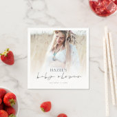 ボヘミアン写真オーバーレイスクリプト赤ちゃんシャワー スタンダードカクテルナプキン (インサイチュ)