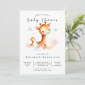 ボヘミアン印刷可能なキリン赤ちゃんシャワー 招待状 (スタンド正面)