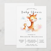 ボヘミアン印刷可能なキリン赤ちゃんシャワー 招待状 (正面/裏面)