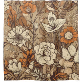 ボヘミアン土音花柄シャワーカーテン シャワーカーテン