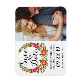 ボヘミアン夏の写真結婚式の日付を保存 マグネット