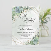 ボヘミアン多肉ユーカリ青緑オベビー 招待状 (スタンド正面)