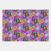 ボヘミアン女性のカーボーイバンダナペイズリーファンタジープリント ラッピングペーパーシート (正面3)