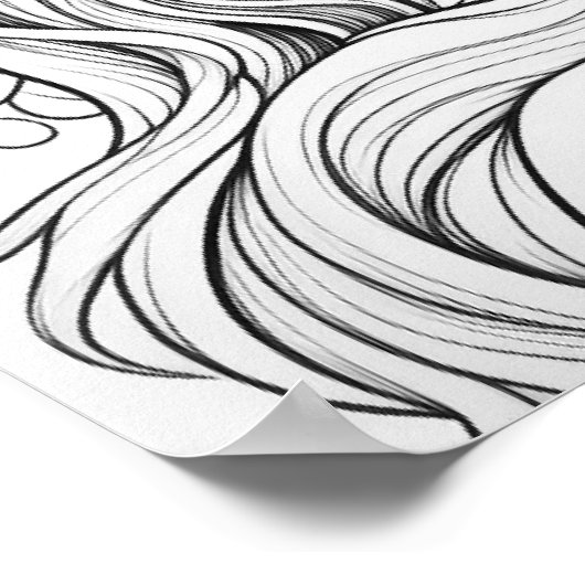 ボヘミアン女神ラインアートイラストレーション ポスター (角)