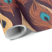 ボヘミアン孔雀の羽の贈り物 – 自然愛好家へ ラッピングペーパー (ロールコーナー)