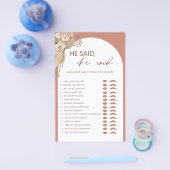 ボヘミアン彼は彼女はブライダルシャワーゲームフライヤーと言った チラシ (シングル)