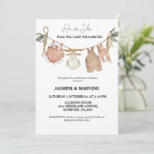 ボヘミアン彼または彼女の赤ちゃん服のジェンダーを明らかにする 招待状 (スタンド正面)